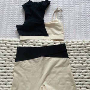 Bandier Le Ore Sorrento Asymmetric Mock Neck Bra & Shorts